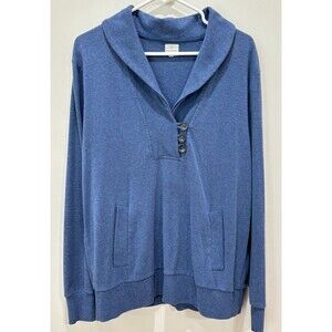 Banana Republic Blue Henley Shawl Sweater Mens XL Dad Grandpa Normcore